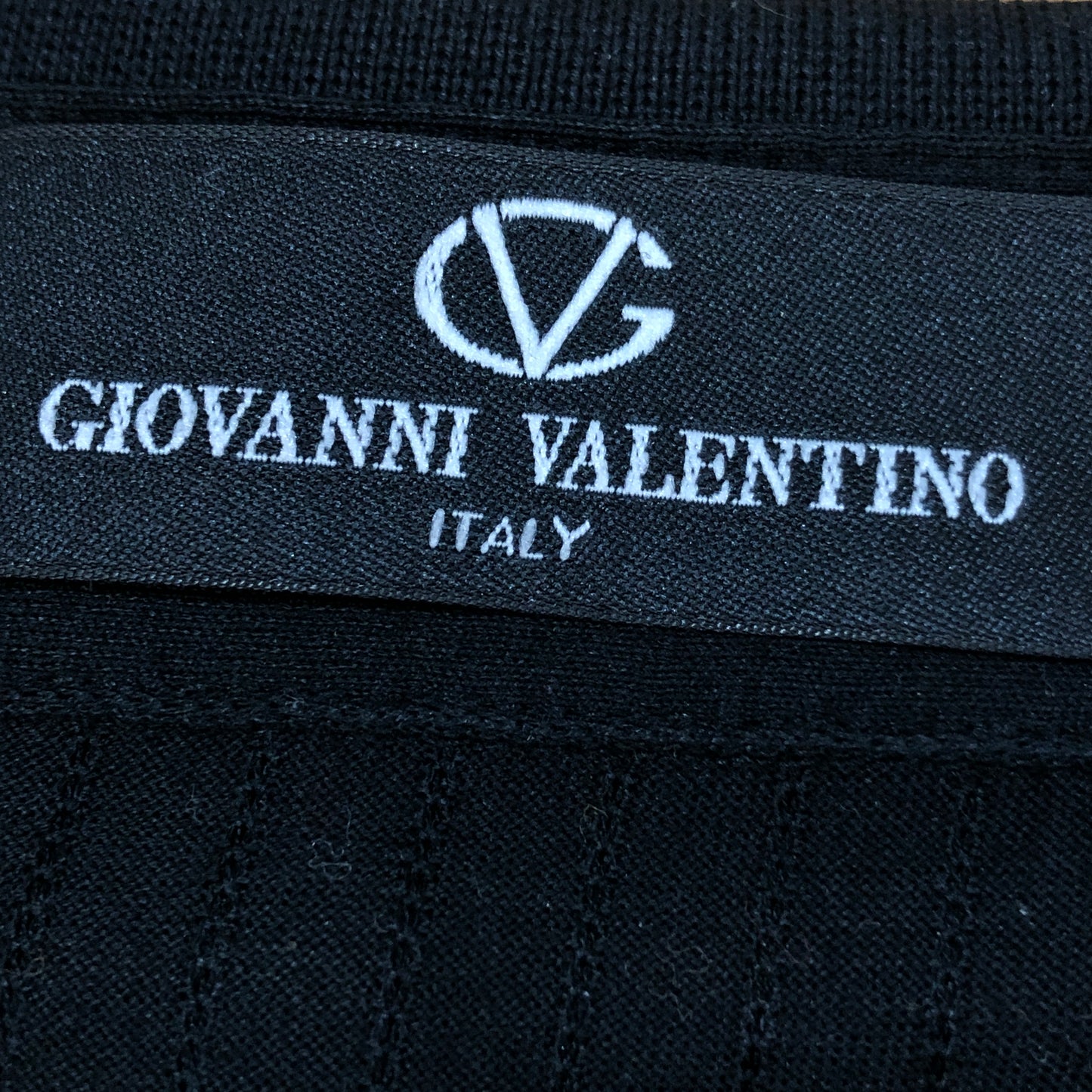 Giovanni Valentino Black Solid Short Sleeve Polo Shirt XXL