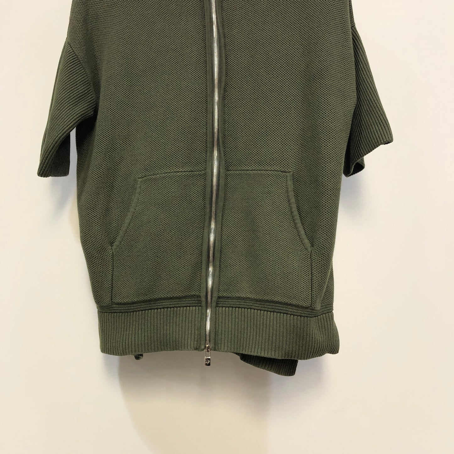 Loro Piana Olive Green Short Sleeve Zip Hoodie Size 40