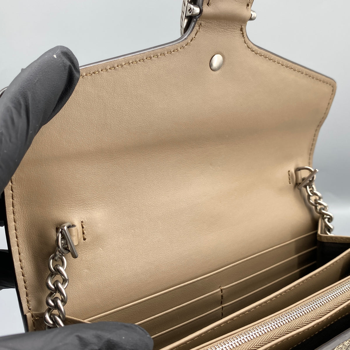 Gucci Beige GG Supreme Dionysus Chain Crossbody Bag