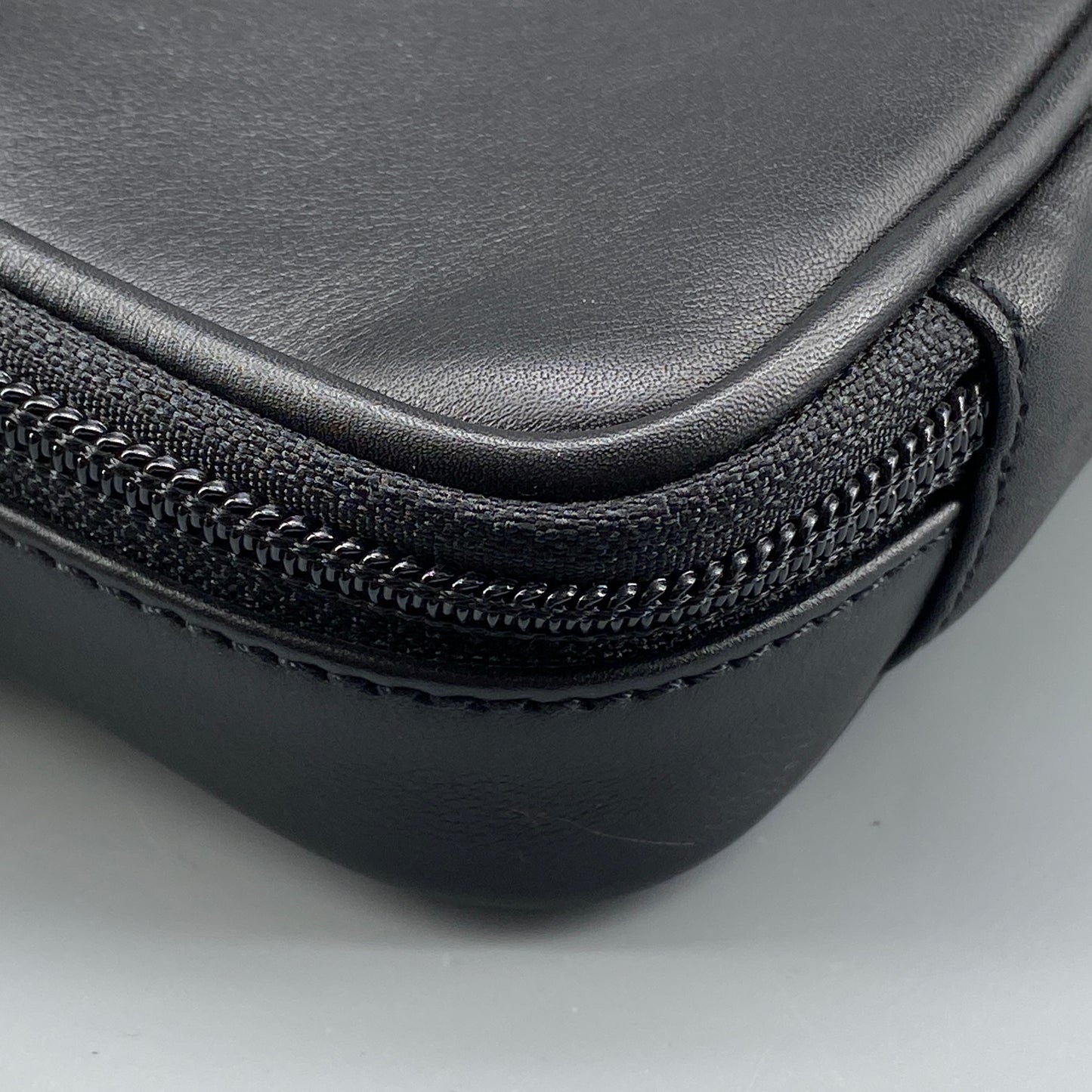Ferragamo Black Smooth Leather Mini Square Cosmetic Pouch
