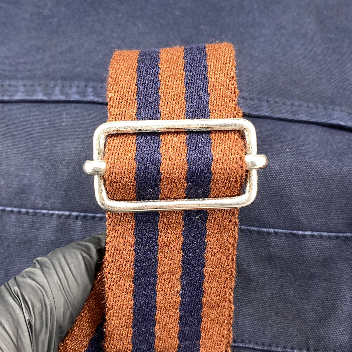 Hermes Fourre Besace Tote Bag Navy Canvas