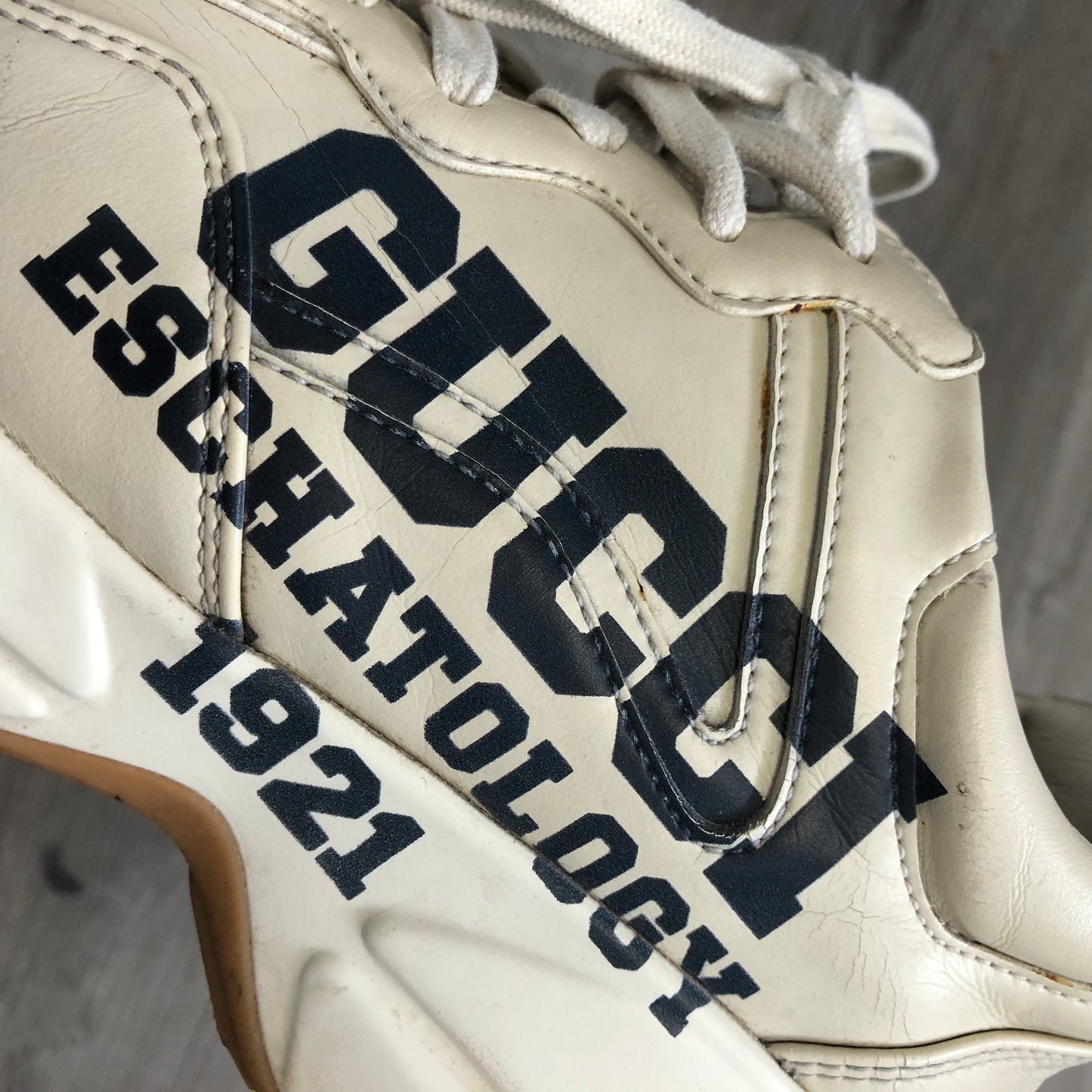 Gucci Rhyton Vintage Print Leather Dad Sneaker Shoes 36 Ivory
