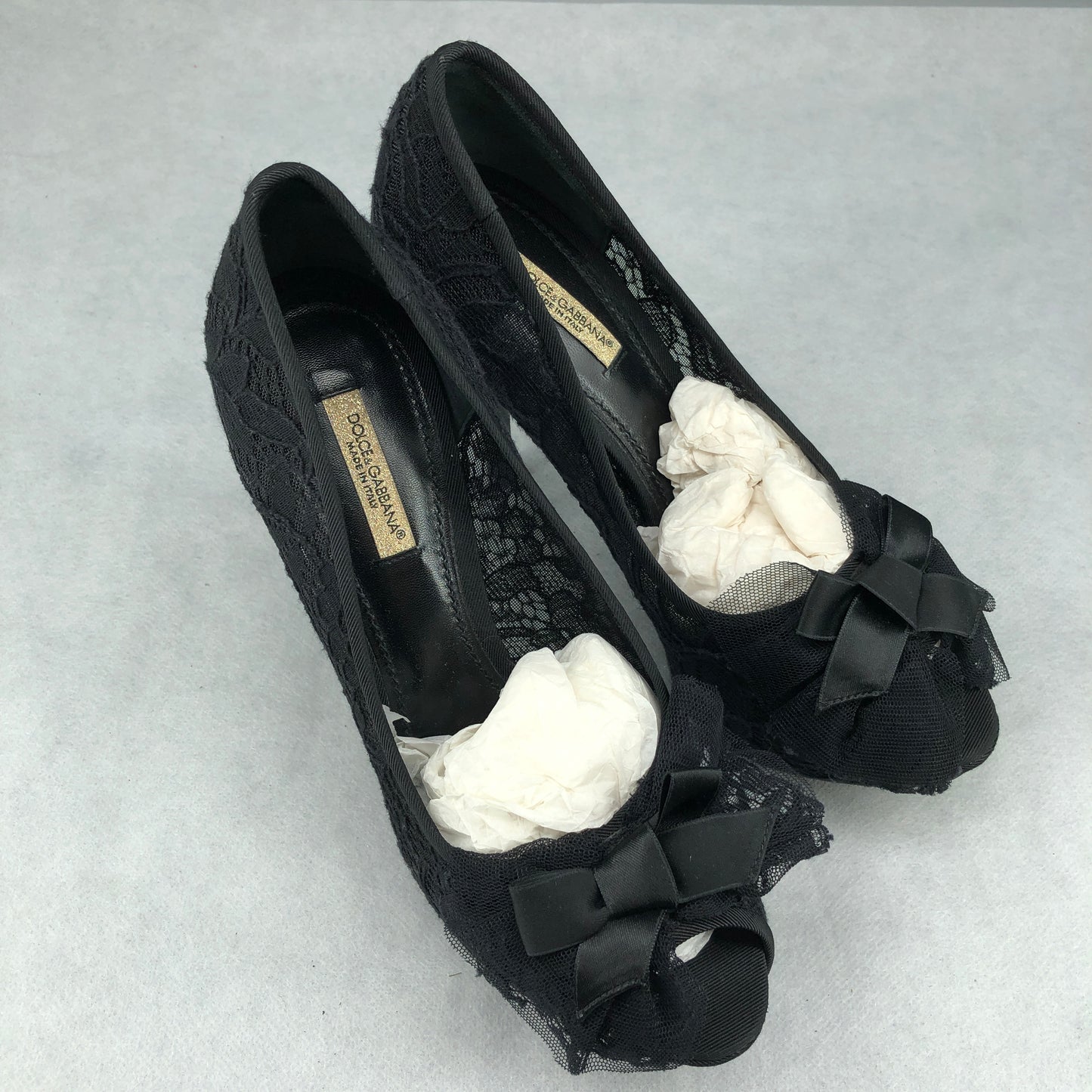 Dolce & Gabbana Lace Platform Peep-Toe Pumps Black Women’s Size 36.5