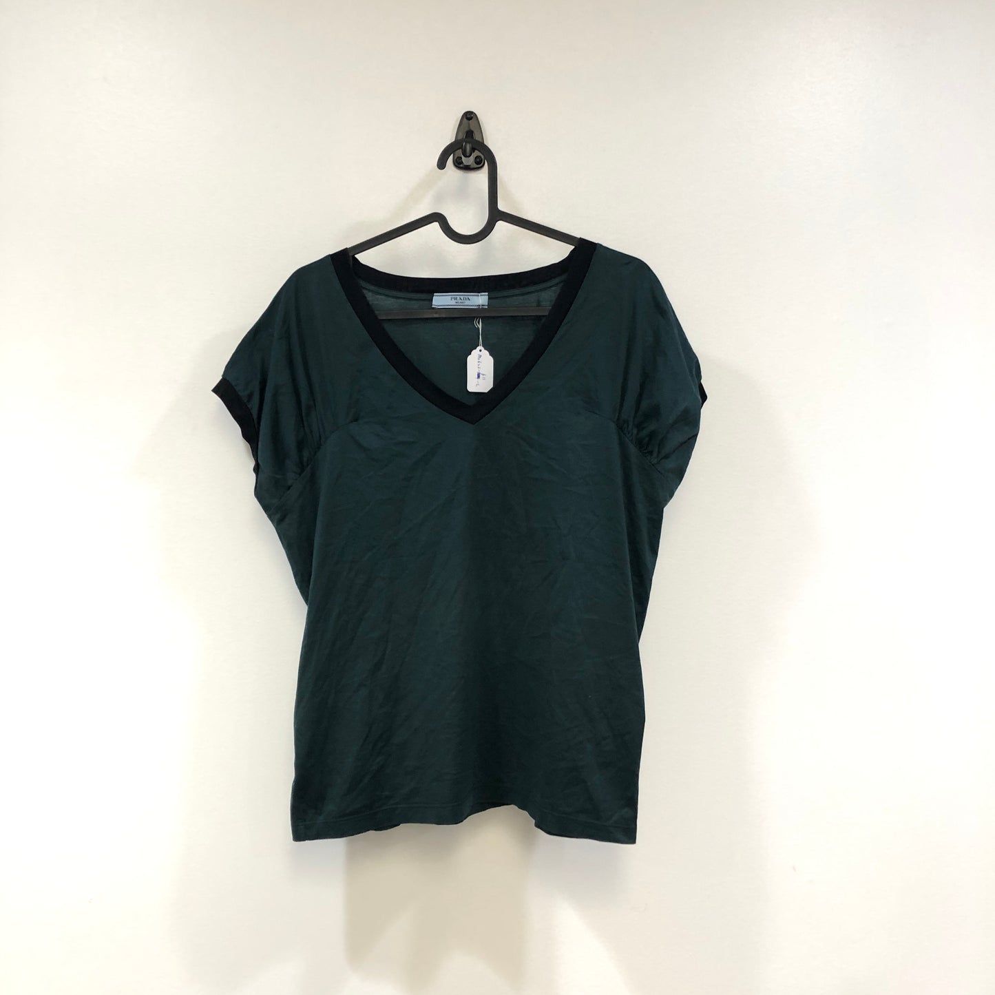 Prada Deep Teal V-neck Short Sleeve T-shirt Size M