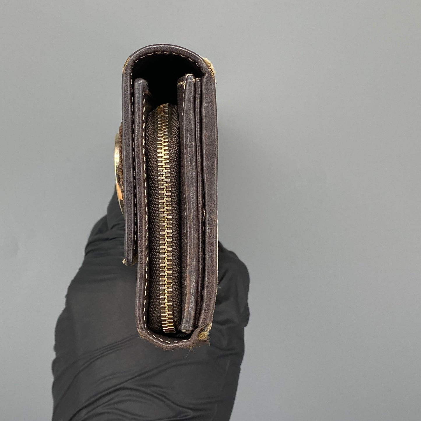 Gucci Beige GG Canvas Heart Double G Snap Long Wallet