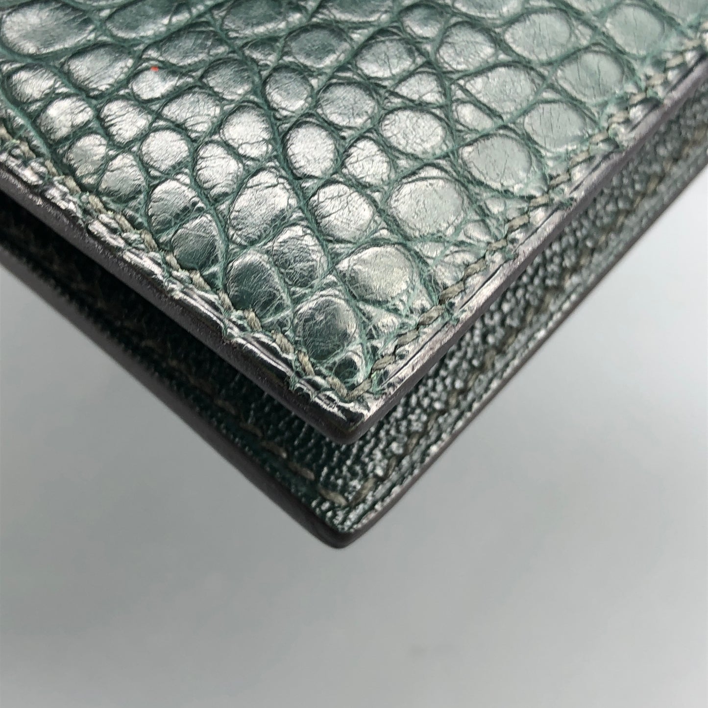 Hermes Dark Green Bearn Wallet Alligator Mix Lizard Leather