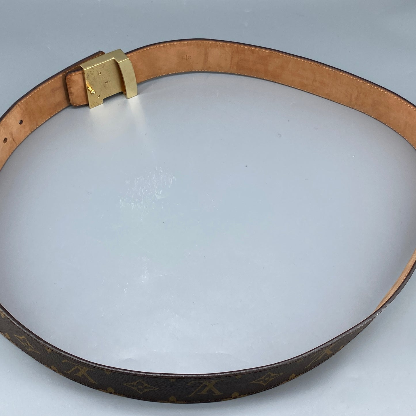 Louis Vuitton Monogram Canvas LV Initial Gold Buckle Belt 95cm