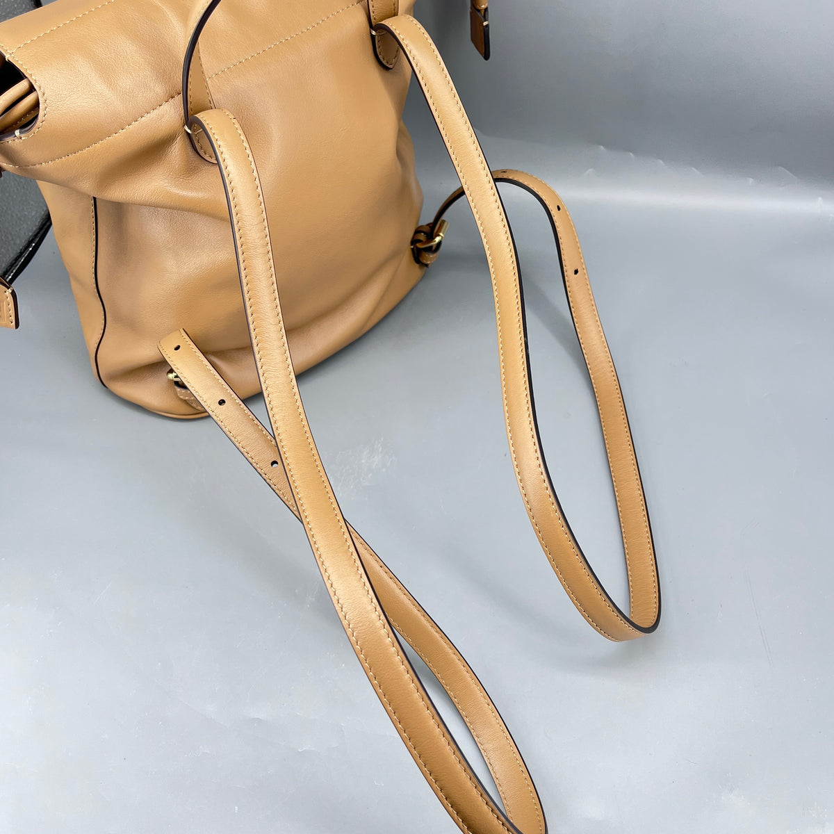 Fendi Brown beige Leather FF-clasp Backpack