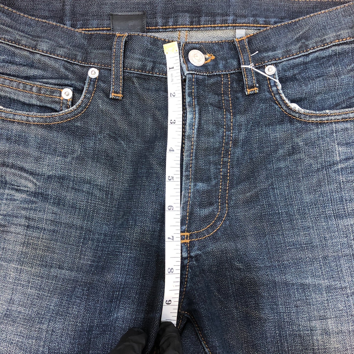 Christian Dior Dark Navy Distressed Straight Leg Denim Jeans Size 30