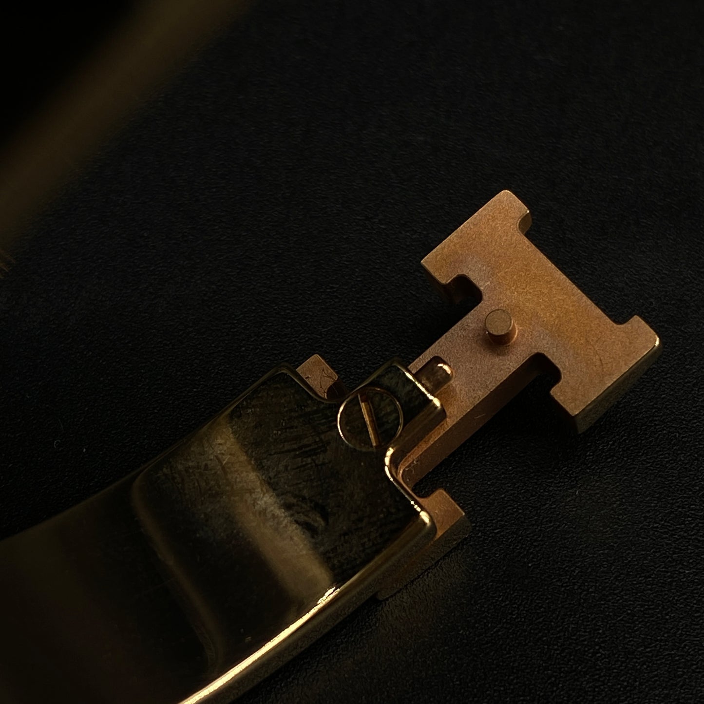 Hermes Blush Pink Enamel Gold H Buckle Bangle Bracelet
