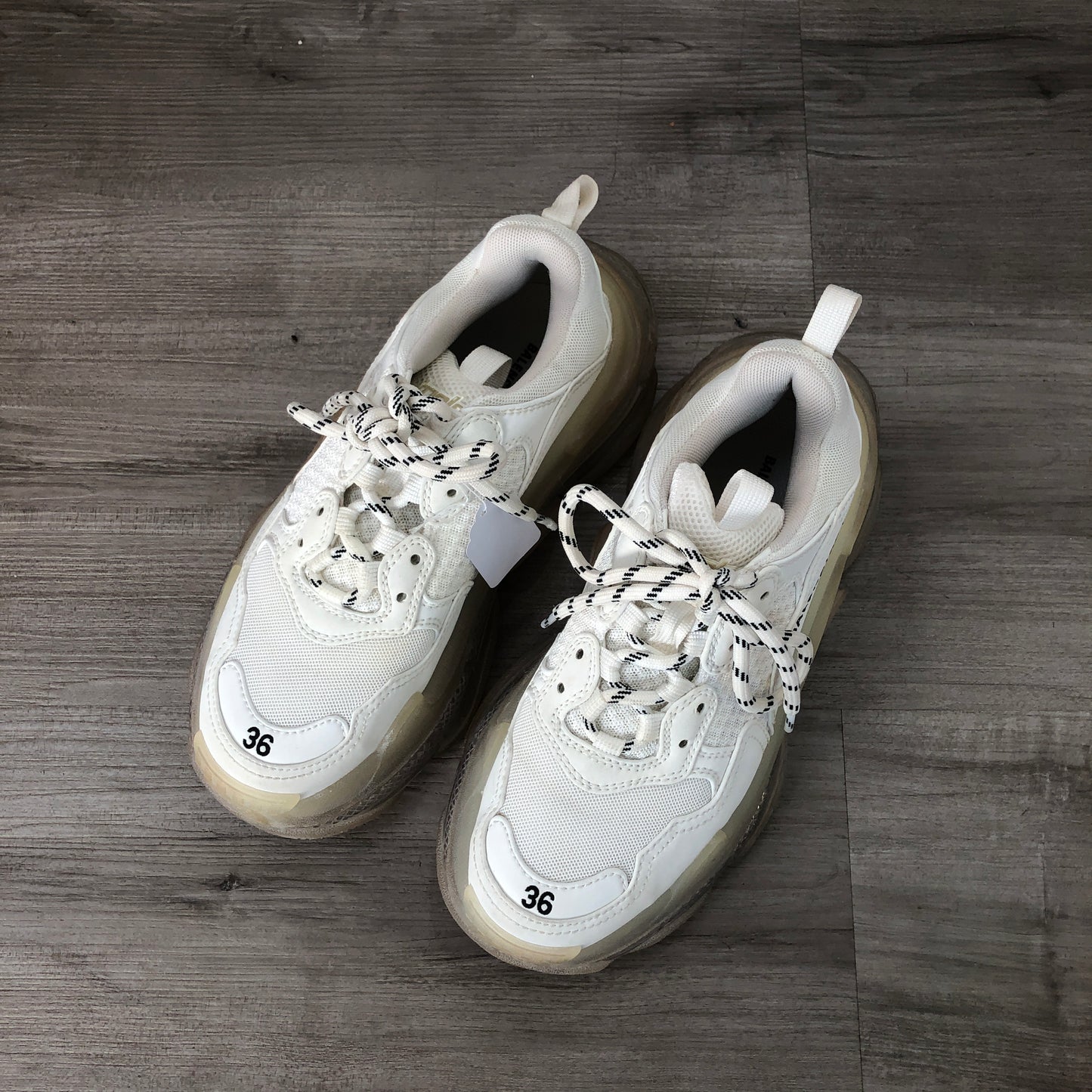 Balenciaga Women's Triple S Mesh & Leather Chunky Sneakers Size 36 Off White