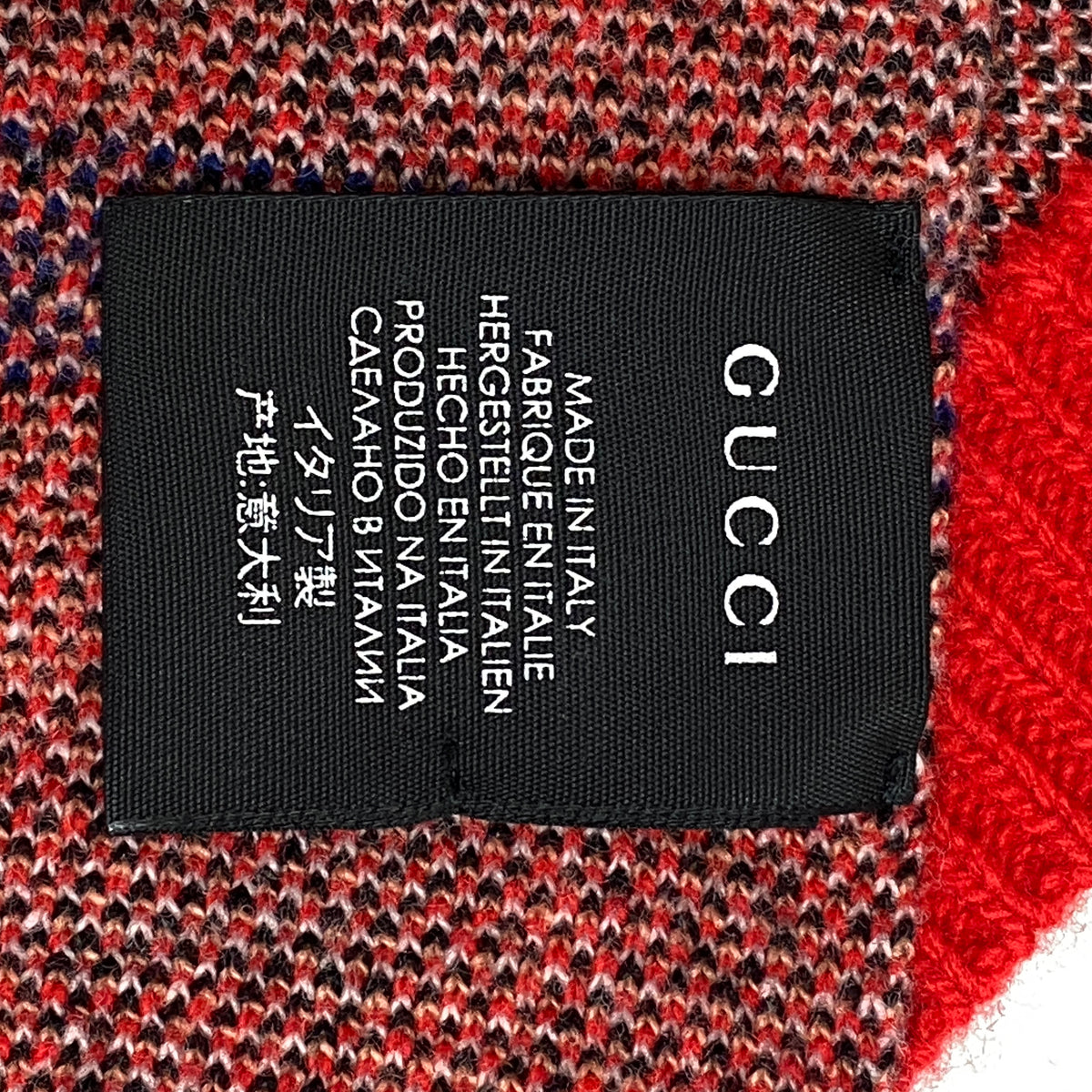 Gucci Red Wool Cartoon Print Scarf