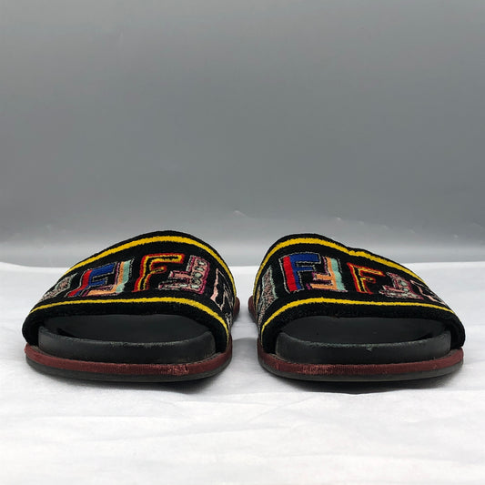 Fendi FF Logo Slides Women's Size 38.5 Black