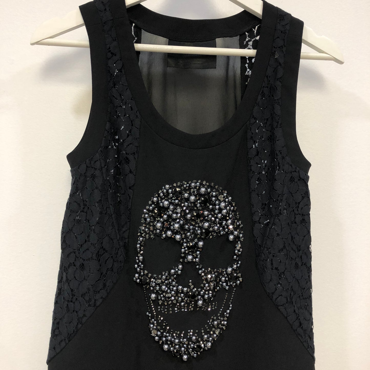 Philipp Plein Crystal Skull Mesh Tank Top Size S