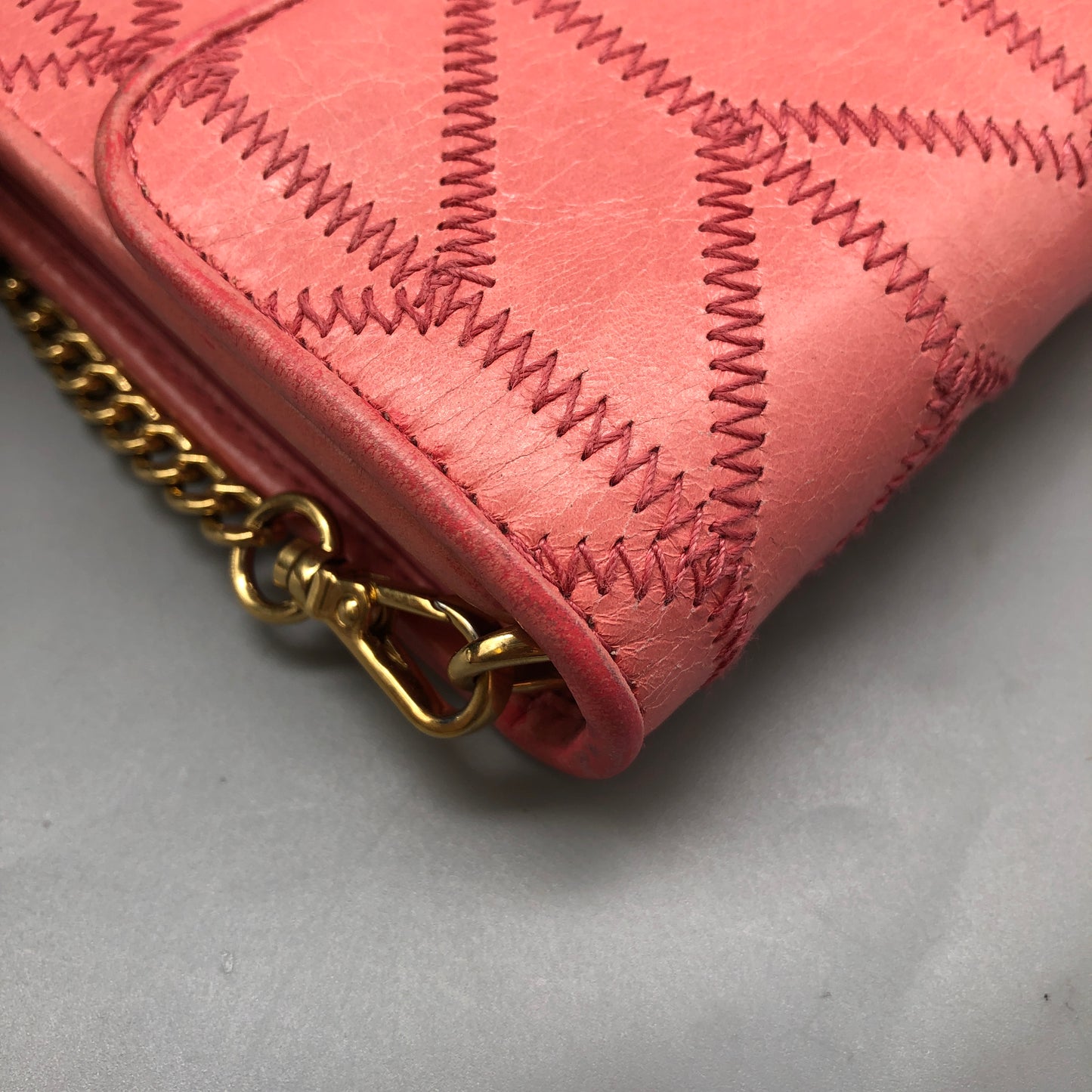 Miu Miu Pink Quilted Leather Chain Wallet / Crossbody Bag