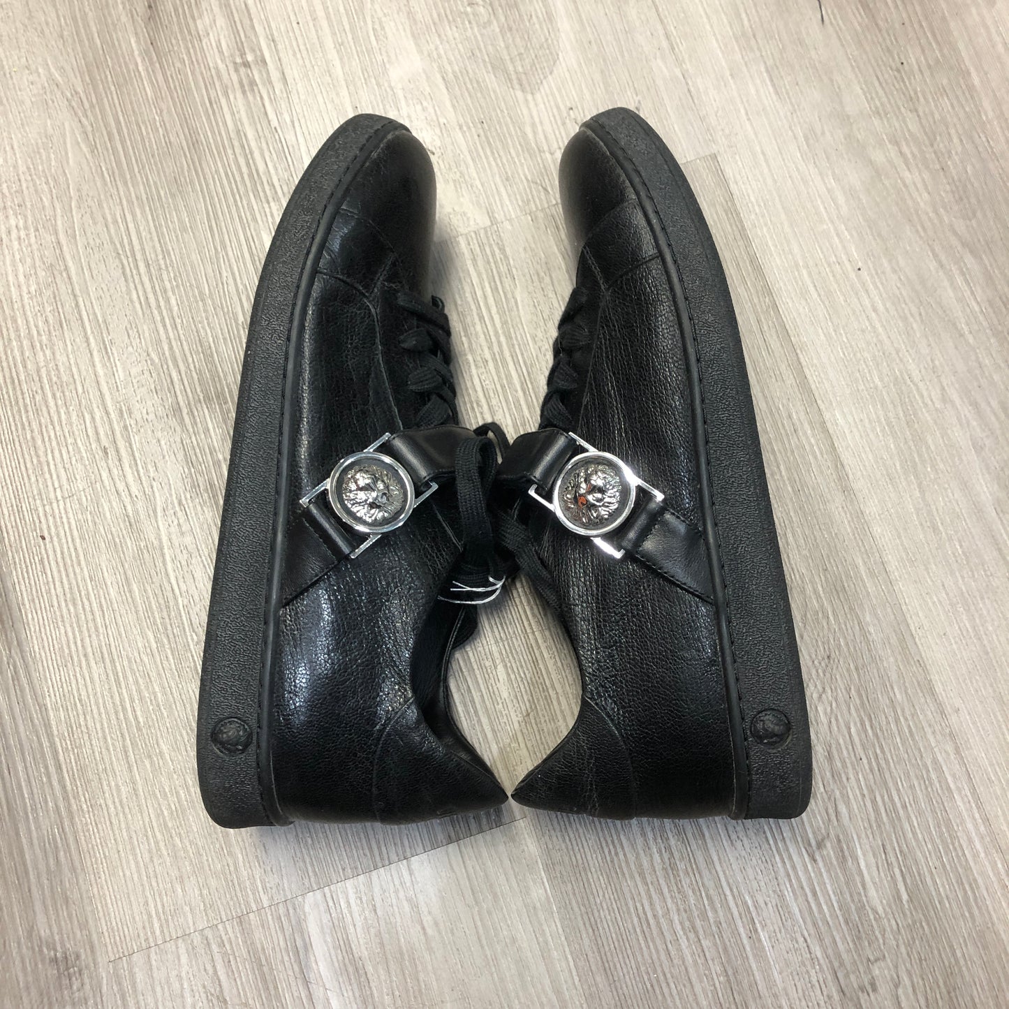 Versace Men's Black Leather Low-Top Sneakers Size 42
