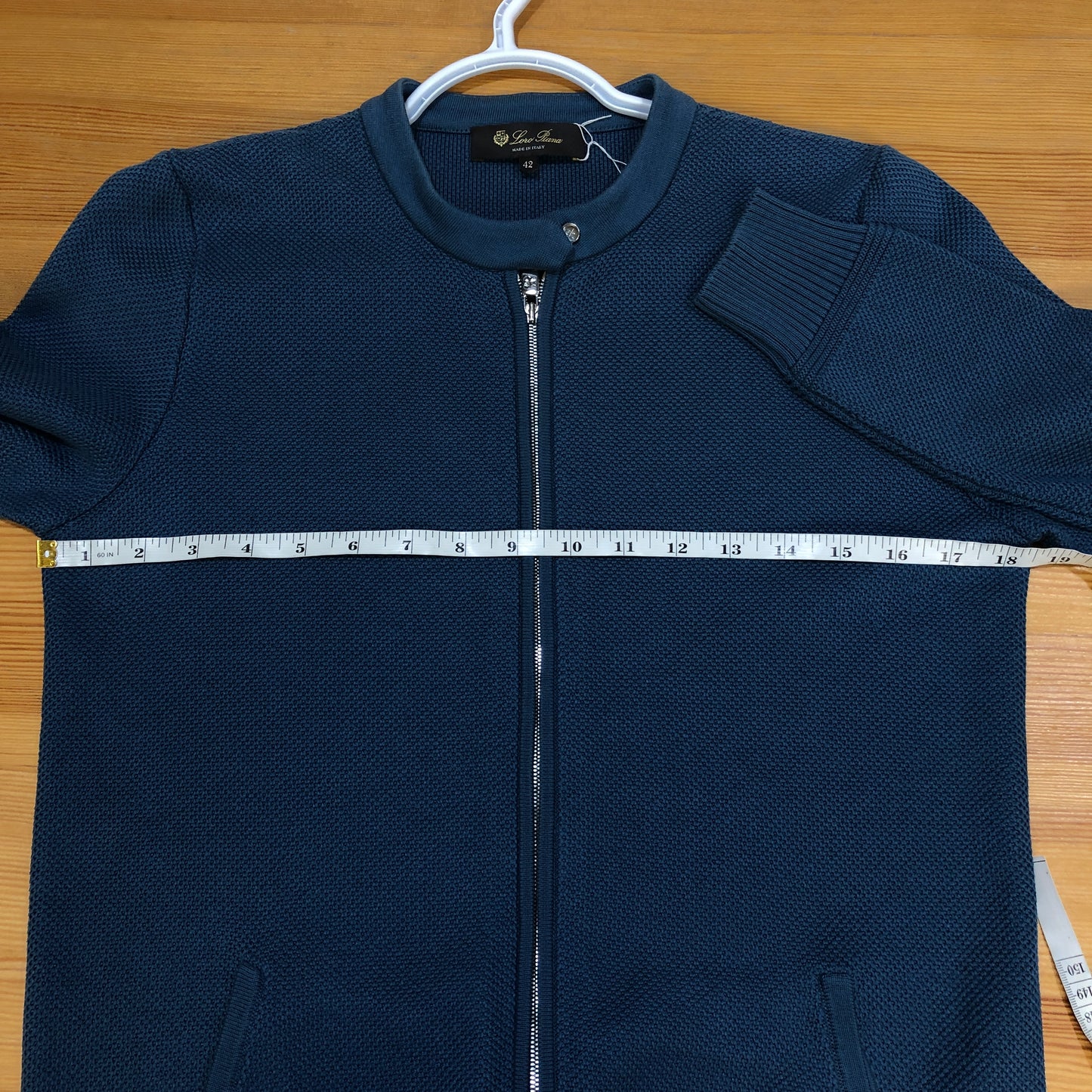 Loro Piana Blue Zip Knit Cardigan Size 42