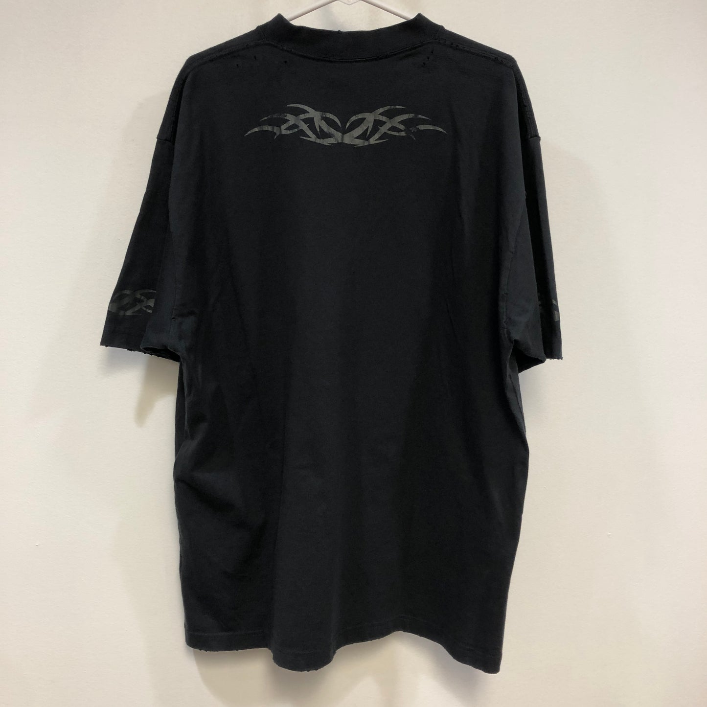 Balenciaga NWT Gothic Logo Distressed T-Shirt L Dark Grey