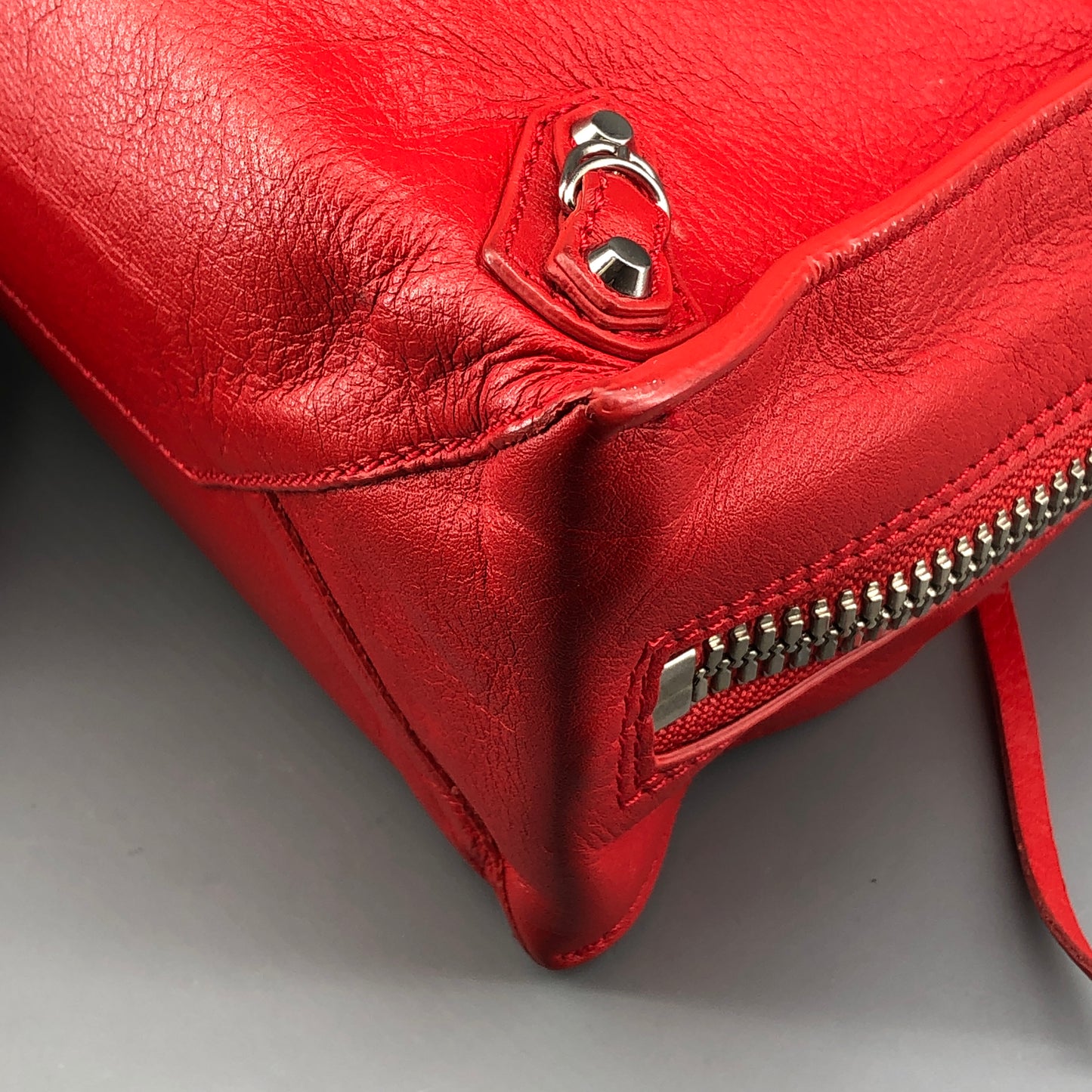 Balenciaga Mini City Lambskin Leather Handbag Red