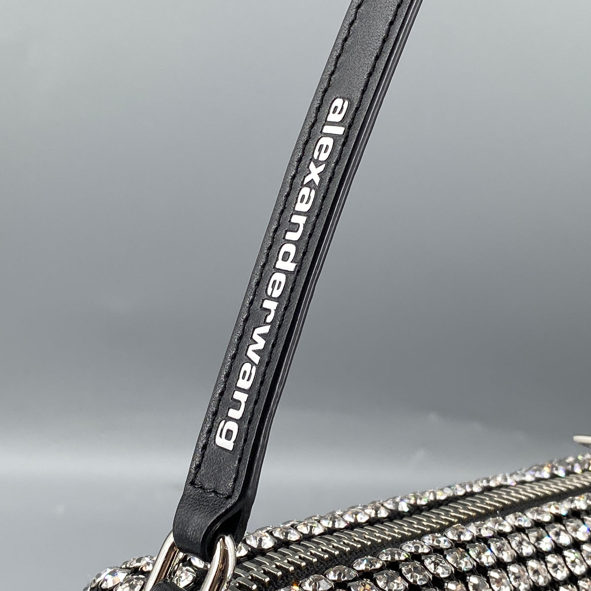 Alexander Wang Mesh Crystal Rhinestone Mini Heiress Pouch Black Silver