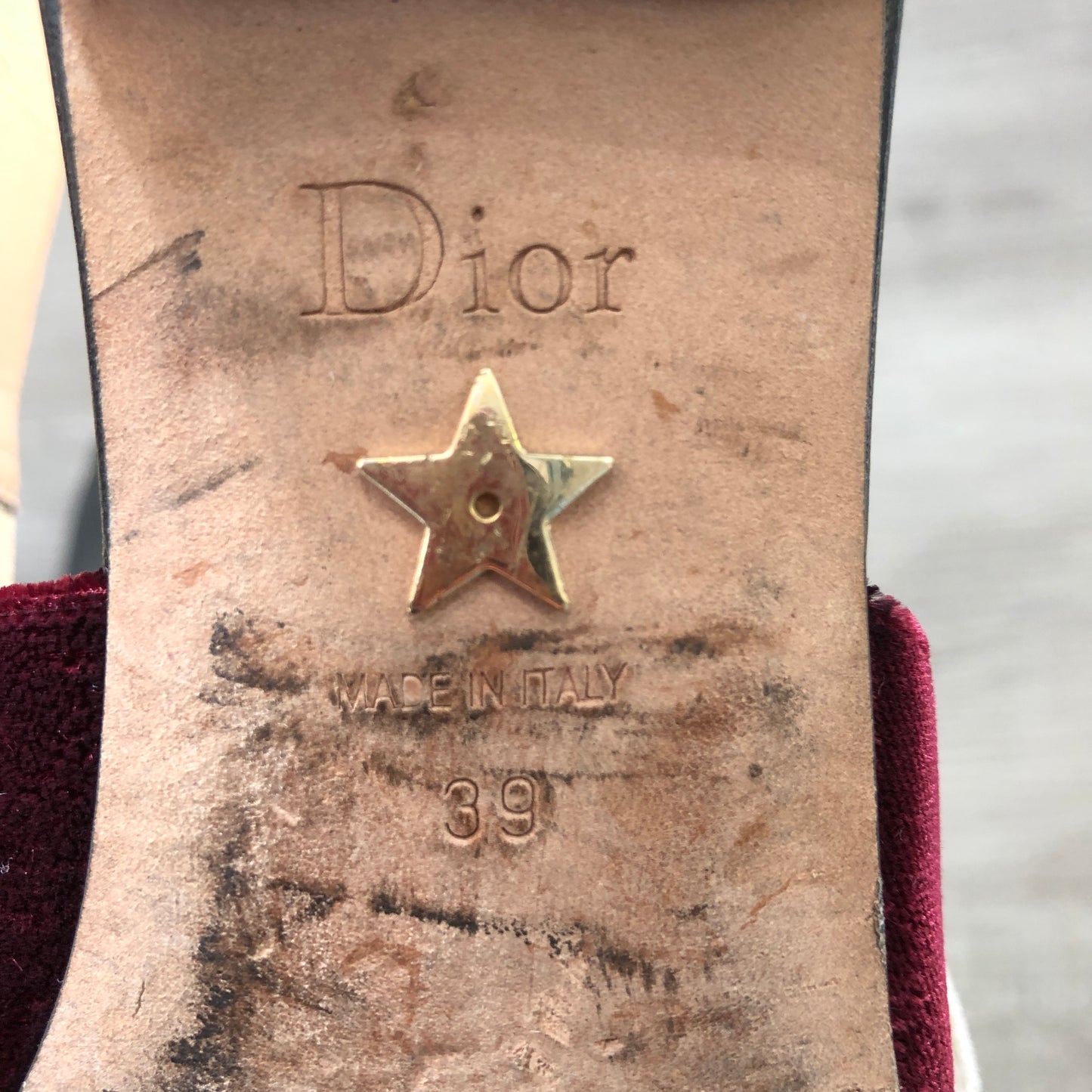 Christian Dior Women's J'Adior Velvet Slingback Pumps Size 39 Burgundy