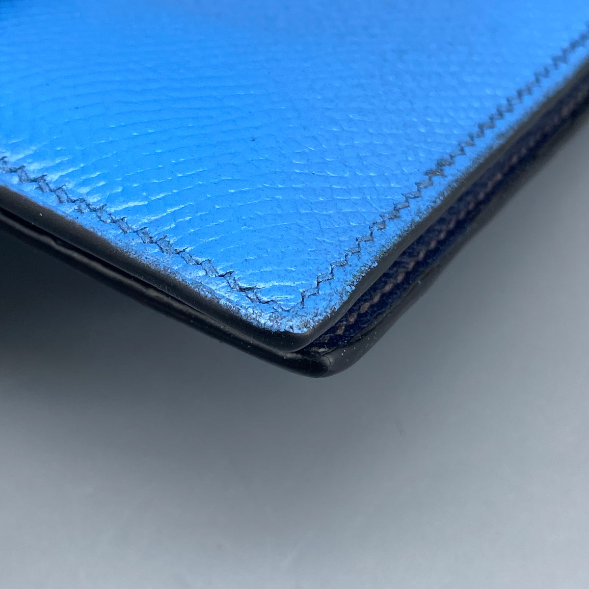 Hermes Bearn Compact Wallet Light Blue & Navy Leather