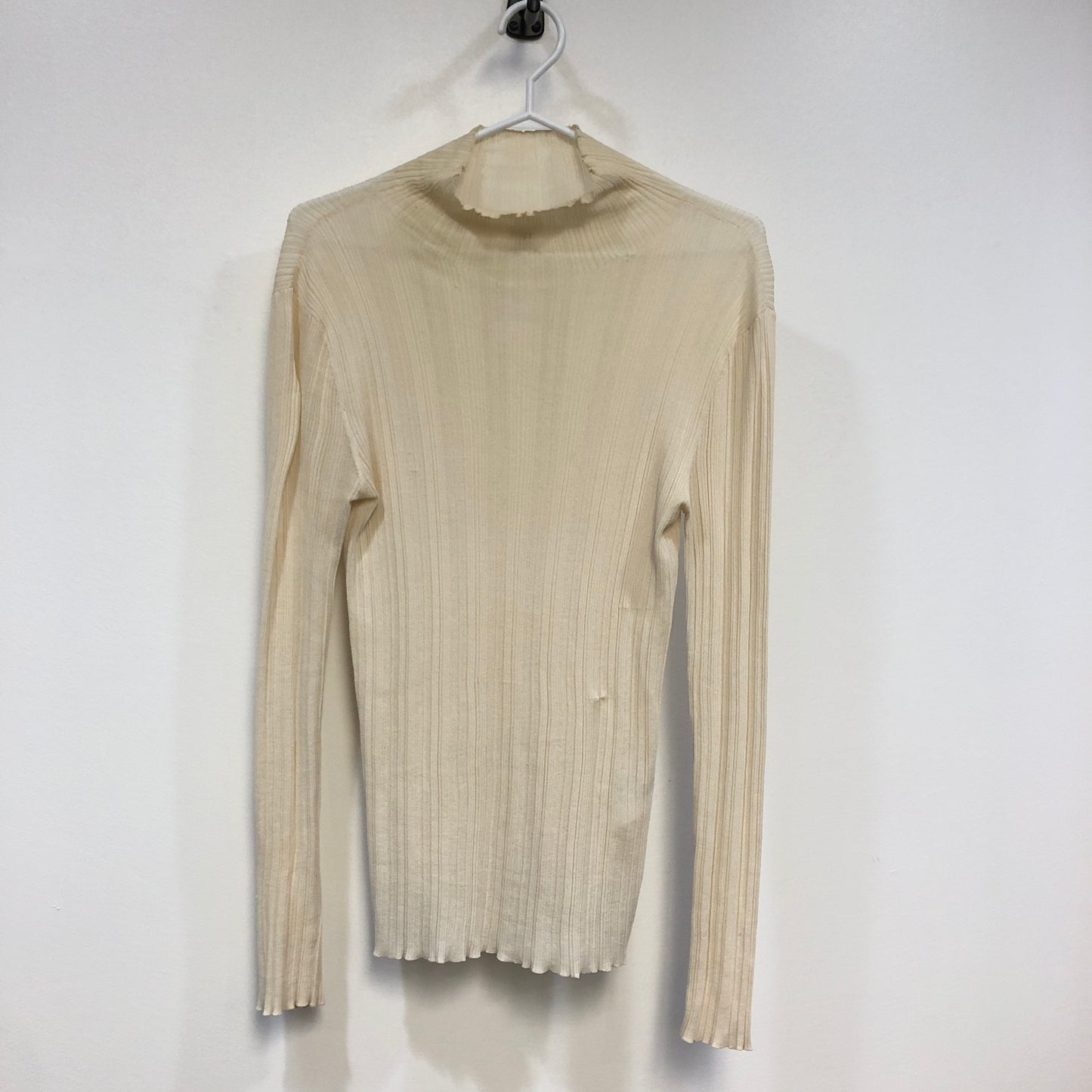 Toteme Ribbed Mock Neck Knit Top Size L Cream