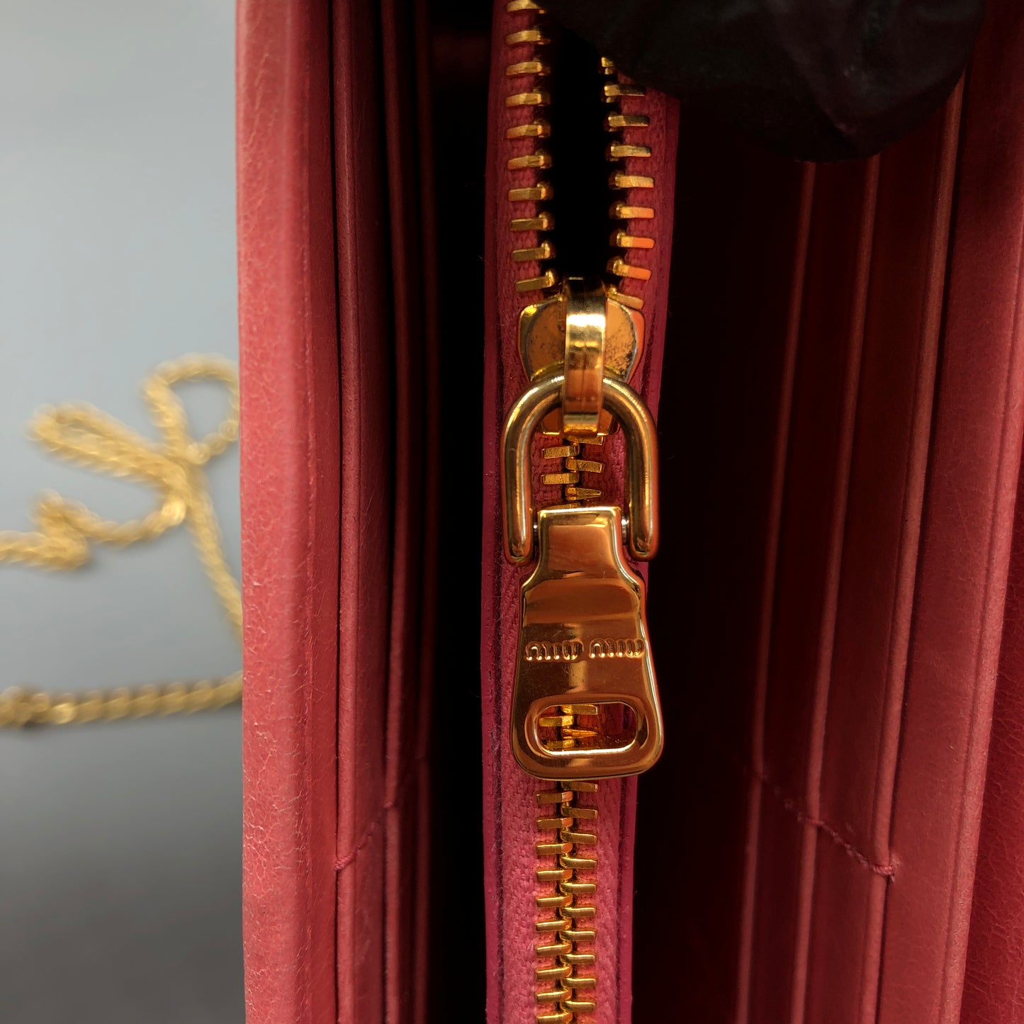 Miu Miu Pink Quilted Leather Chain Wallet / Crossbody Bag
