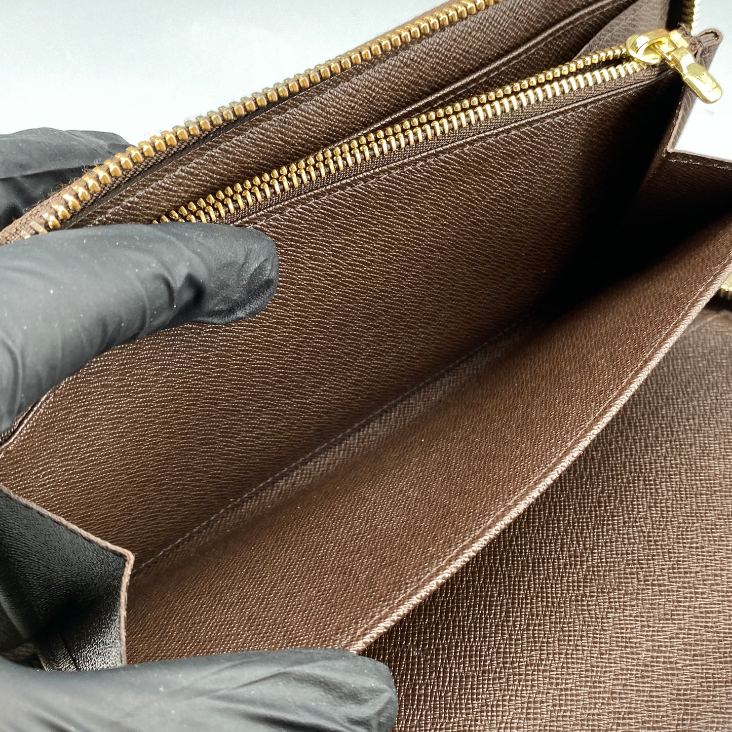 Louis Vuitton Brown Damier Ebene Canvas Full-Zip Long Wallet