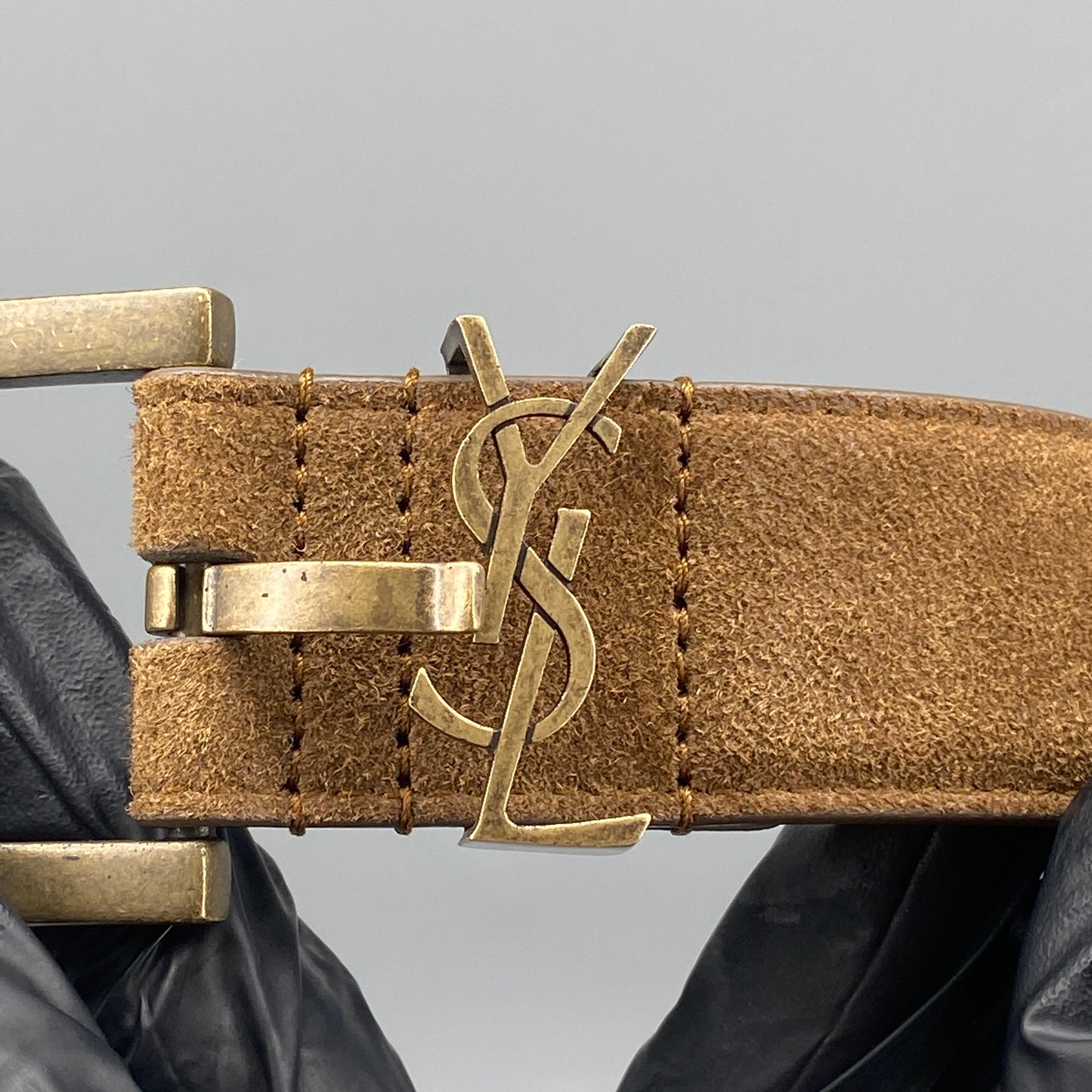 Saint Laurent Brown Suede Belt 80cm