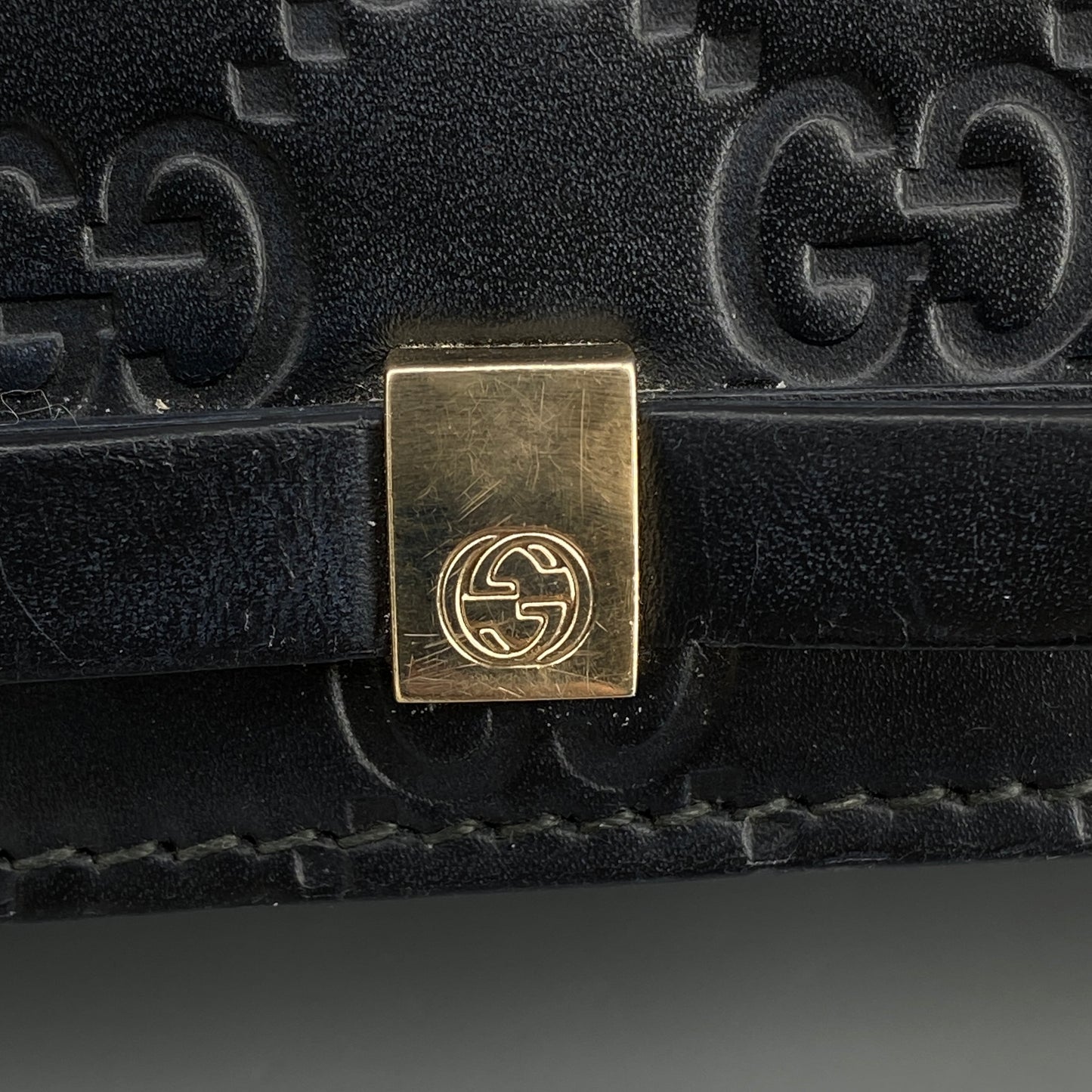 Gucci Black GG Embossed Chain Wallet Bag