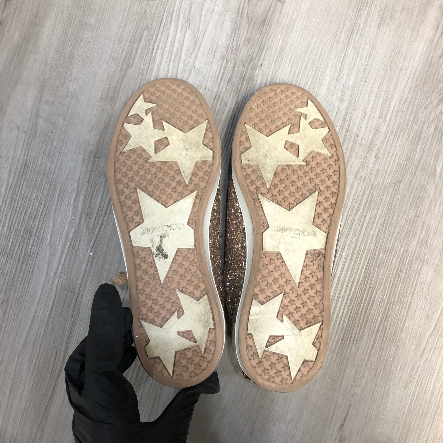 Jimmy Choo Ballerina Pink Glitter & Suede Star Sneakers 35