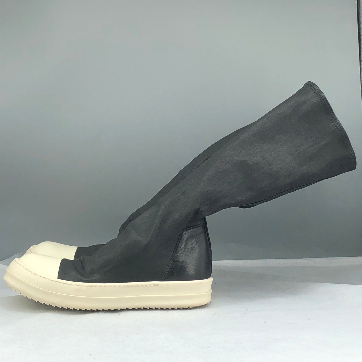 Rick Owens Women's Stretch Leather Thigh High Sneaker Boots Size 37.5 Black