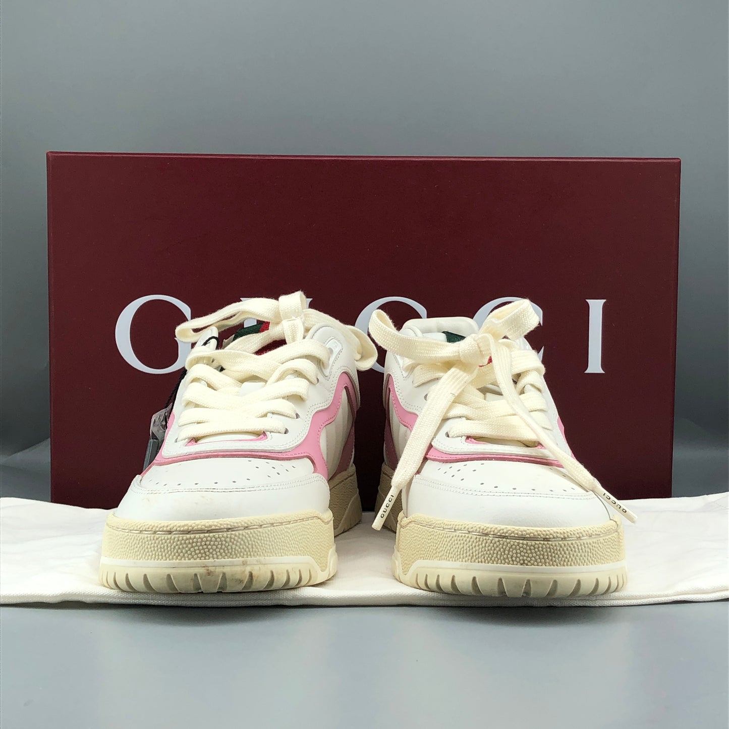 Gucci Women’s Low-Top Retro Sneakers 37 cream/pink