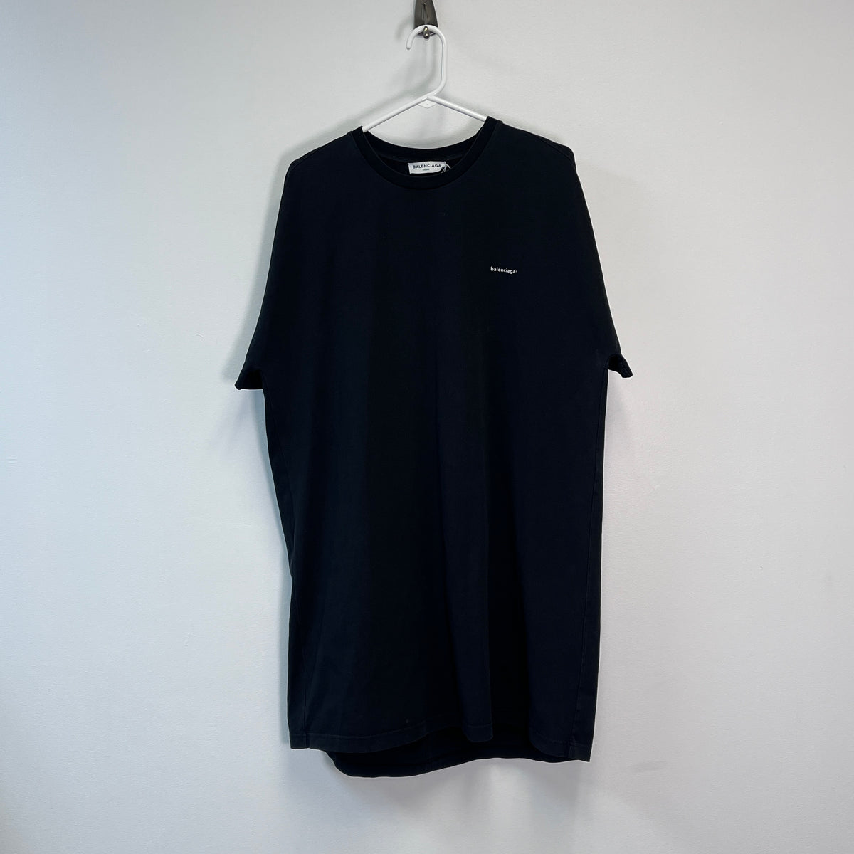 Balenciaga Black Oversized T-Shirt Dress Small Logo Size S