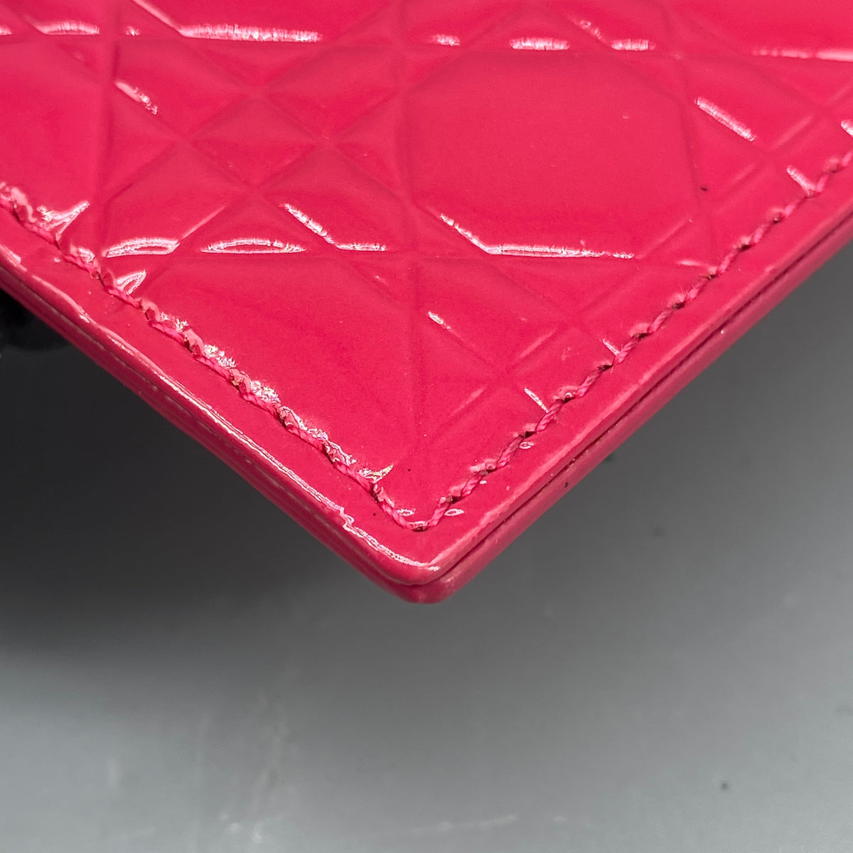 Christian Dior Cannage Patent Leather Card Holder Hot Pink