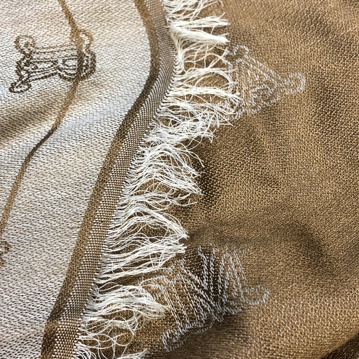 Max Mara Brown Monogram Large Shawl Scarf 192×74cm
