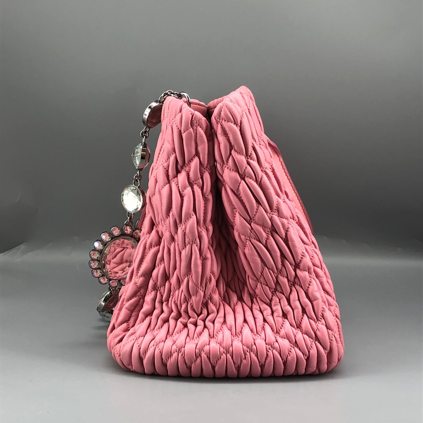 Miu Miu Matelasse Nappa Crystal Tote Bag Pink