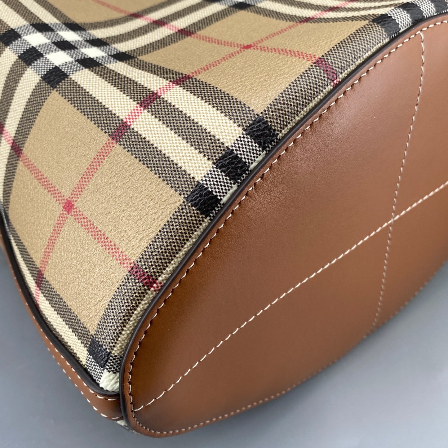 Burberry Beige Vintage Check Drawstring Bucket Bag