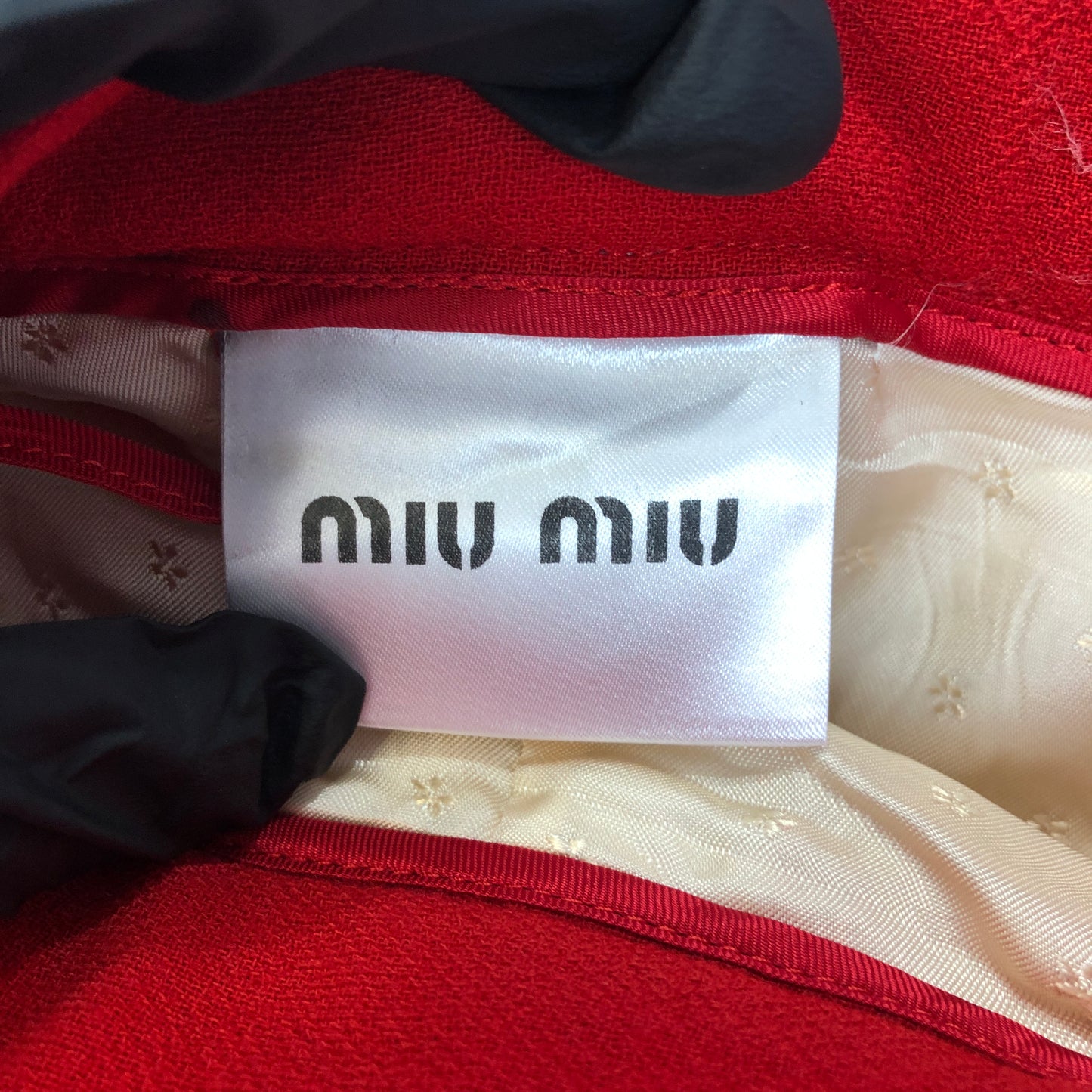 Miu Miu Red Wool Bow Detail A-Line Mini Skirt Size 38