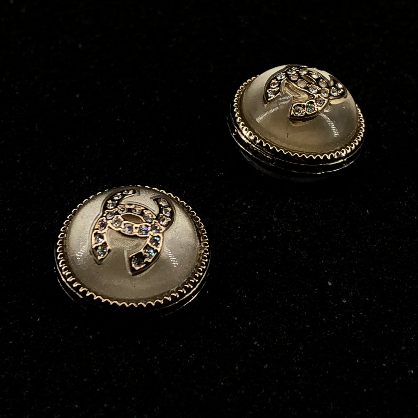 Chanel Round Double CC Stud Earrings Gold Tone 2022