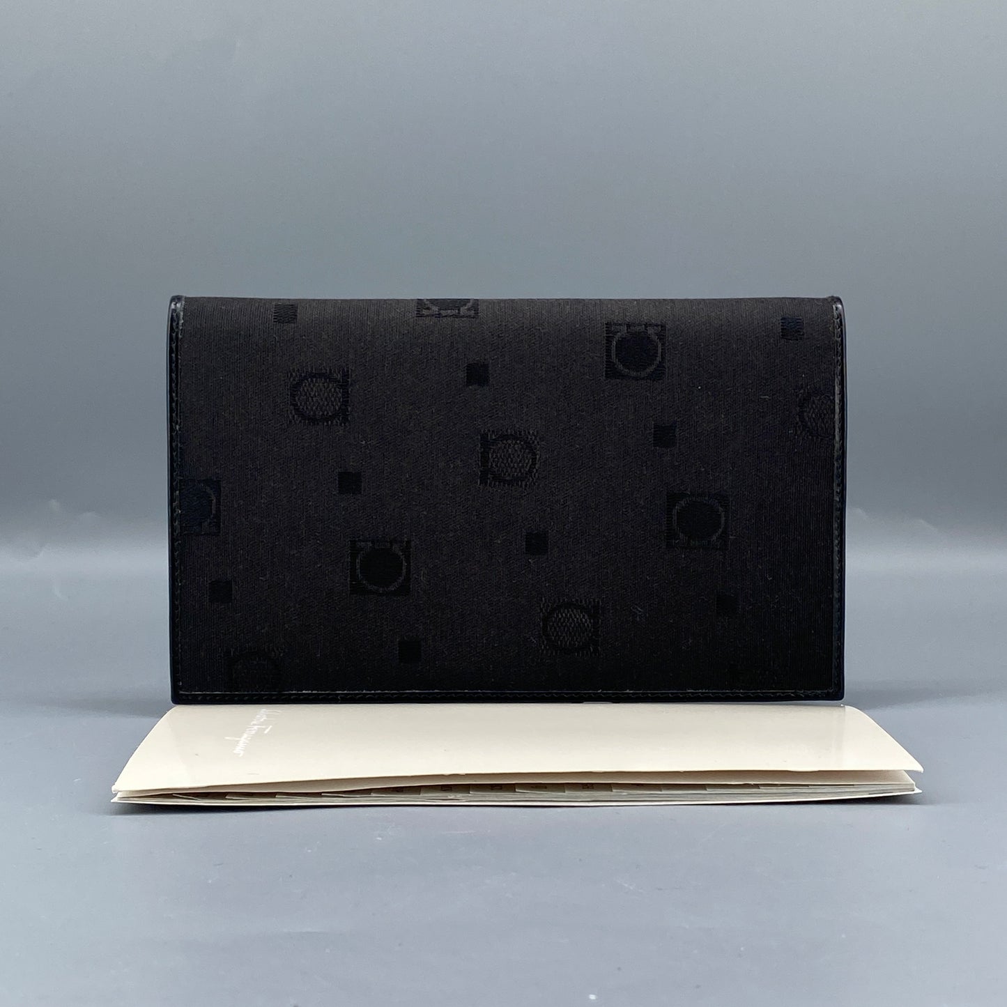 Ferragamo Black Canvas Short Bi-fold Wallet