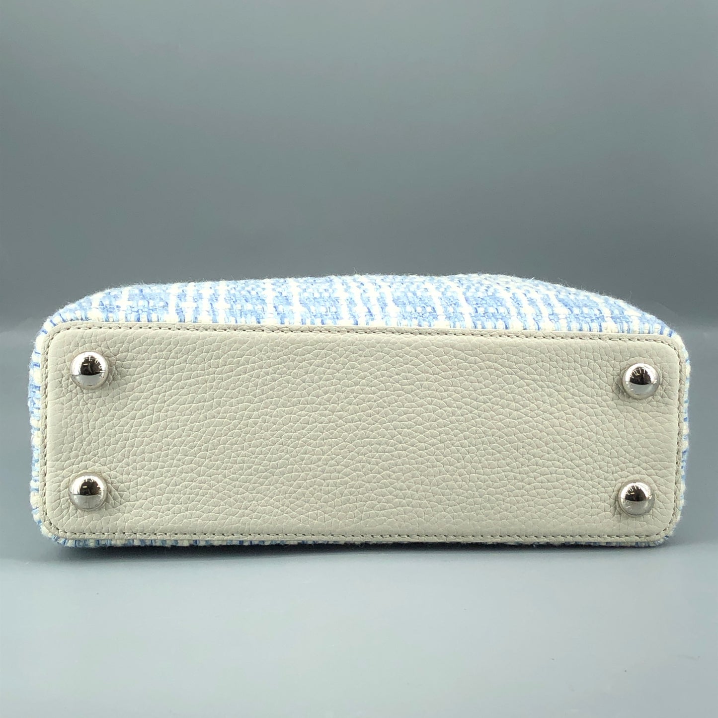 Louis Vuitton Limited Edition Capucines BB Handbag  White & Blue Tweed