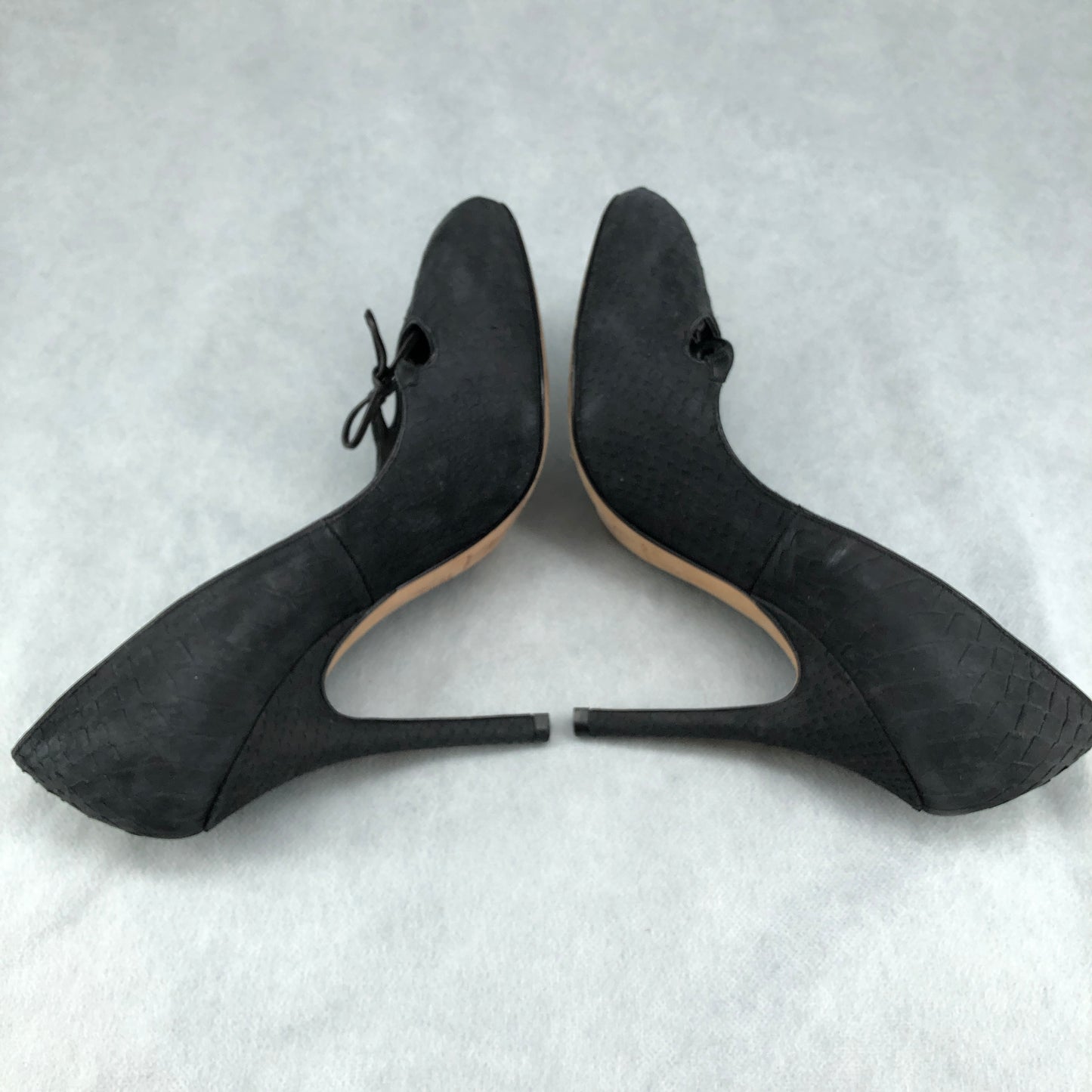 Christian Dior Black Textured Suede Bow Pointed Stiletto Pumps 35