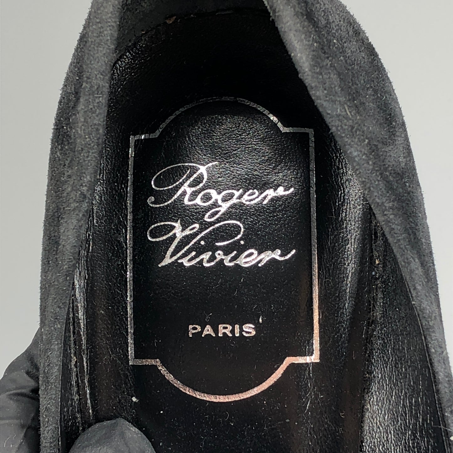 Roger Vivier Dark Grey Suede Square Metal Buckle Stiletto Pumps 35