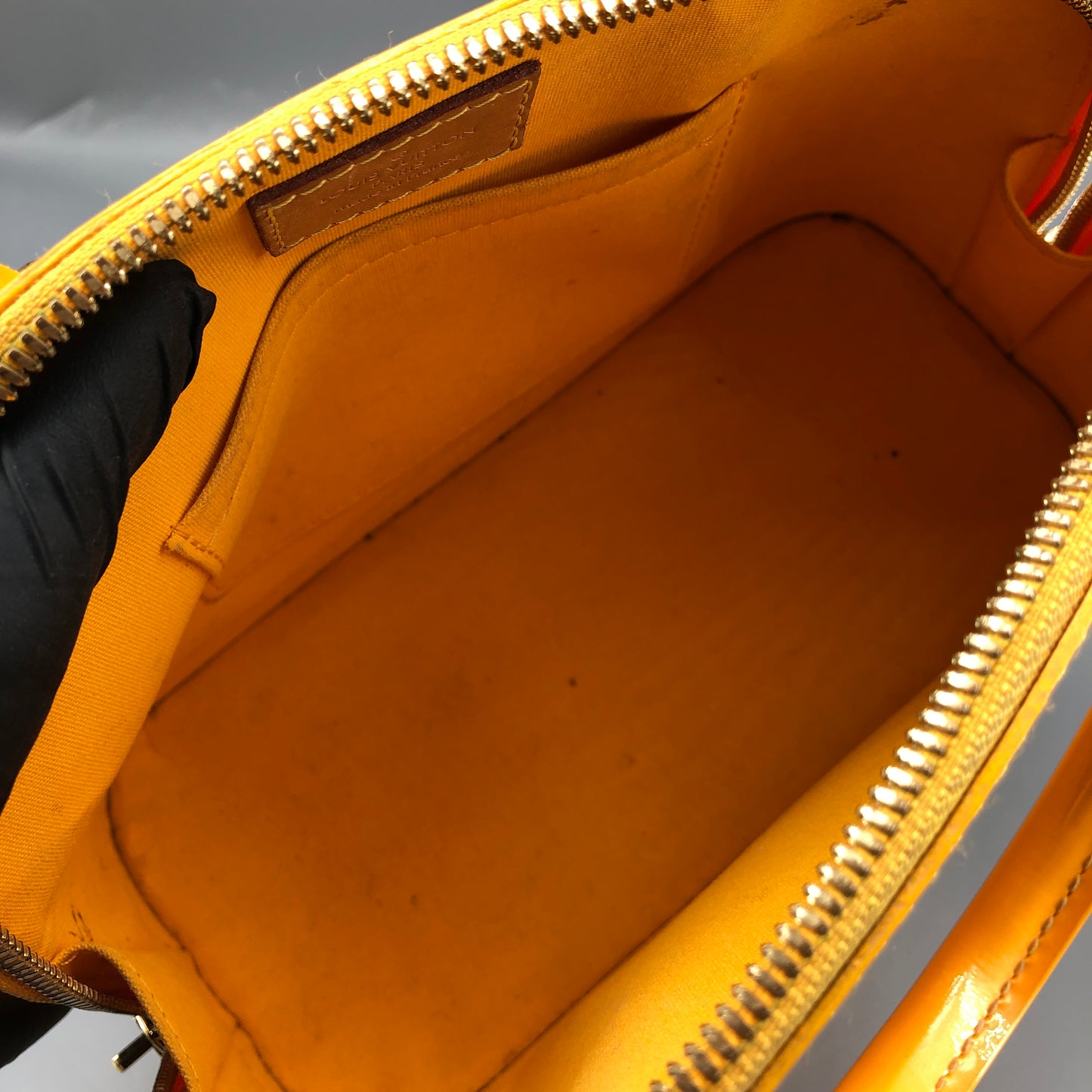 Louis Vuitton Yellow Vernis Monogram Alma Handbag Shoulder Bag