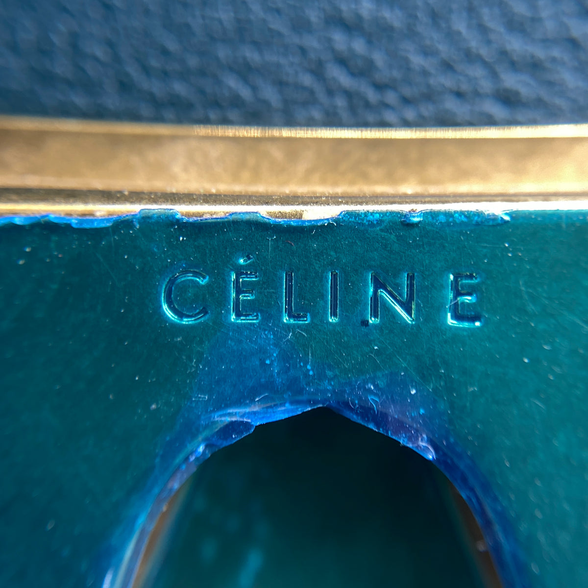 Celine New Frame Shoulder Bag Navy Green Leather