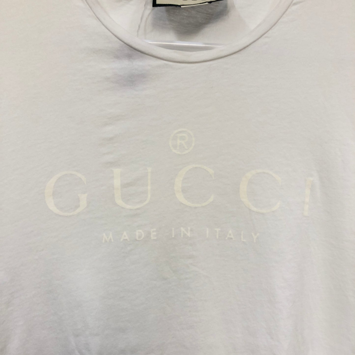 Gucci White Logo Embellished T-Shirt Size M