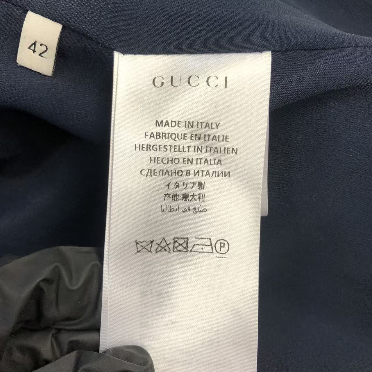 Gucci Sylvie Web Bow Detail Coat Navy Size 42