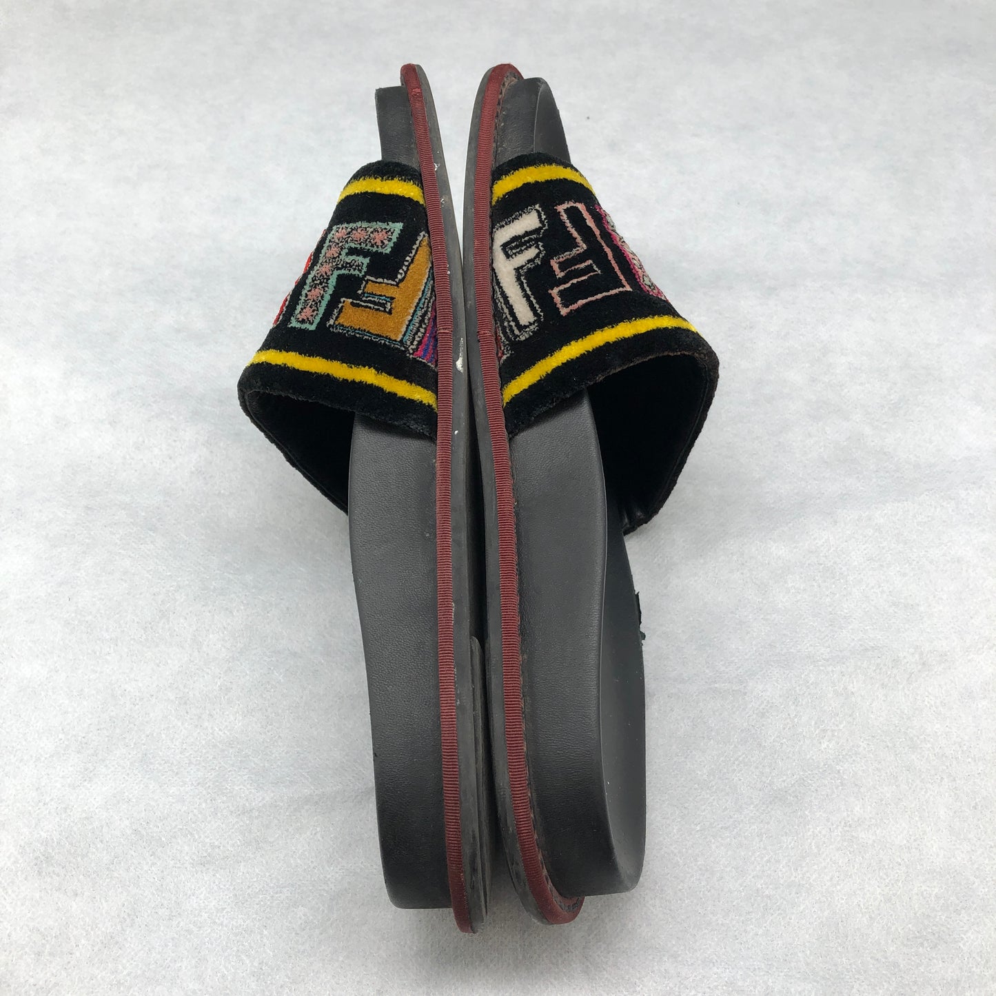 Fendi FF Logo Slides Women's Size 38.5 Black